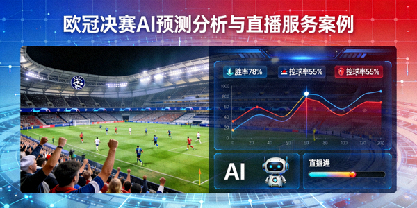 欧冠决赛AI预测分析与直播服务案例封面 - 欧冠决赛赛场与数据分析界面